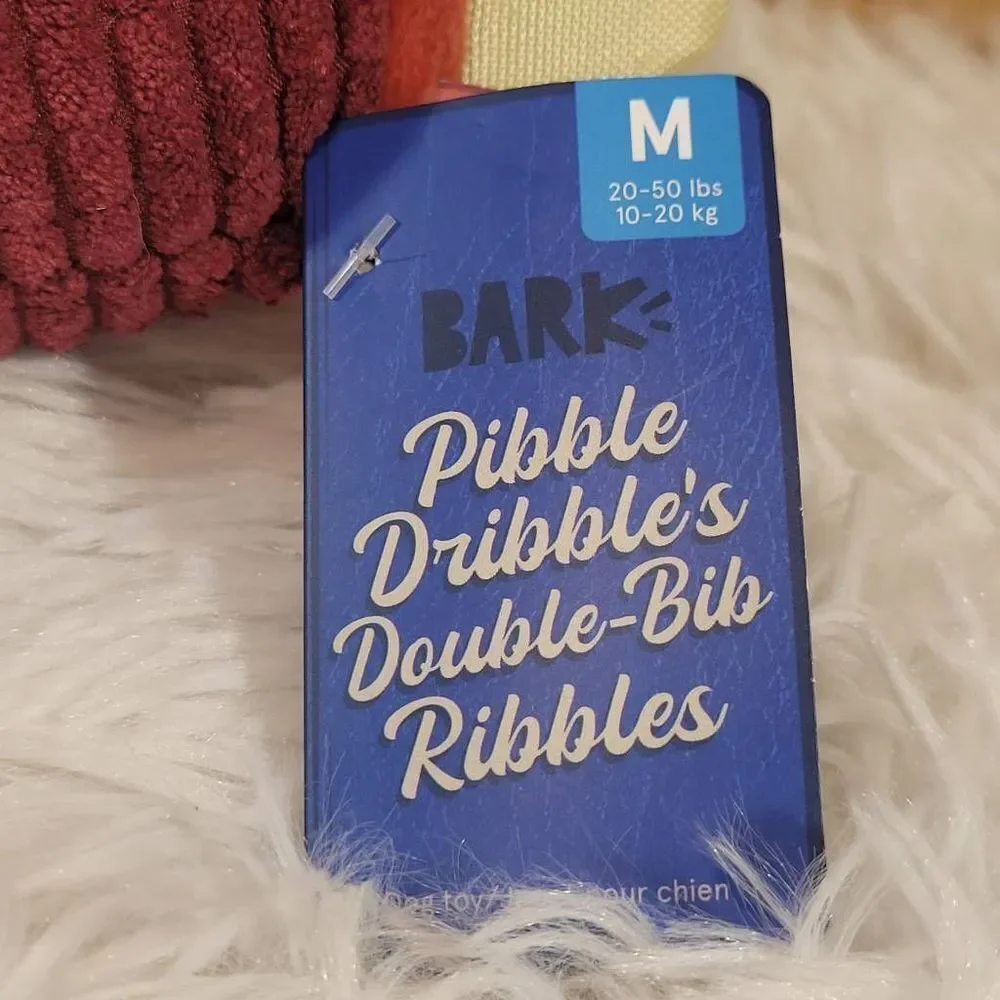 Bark Pibble Dribble’s Double-Bib Ribbles Size M 20 - 50 Lbs NWT